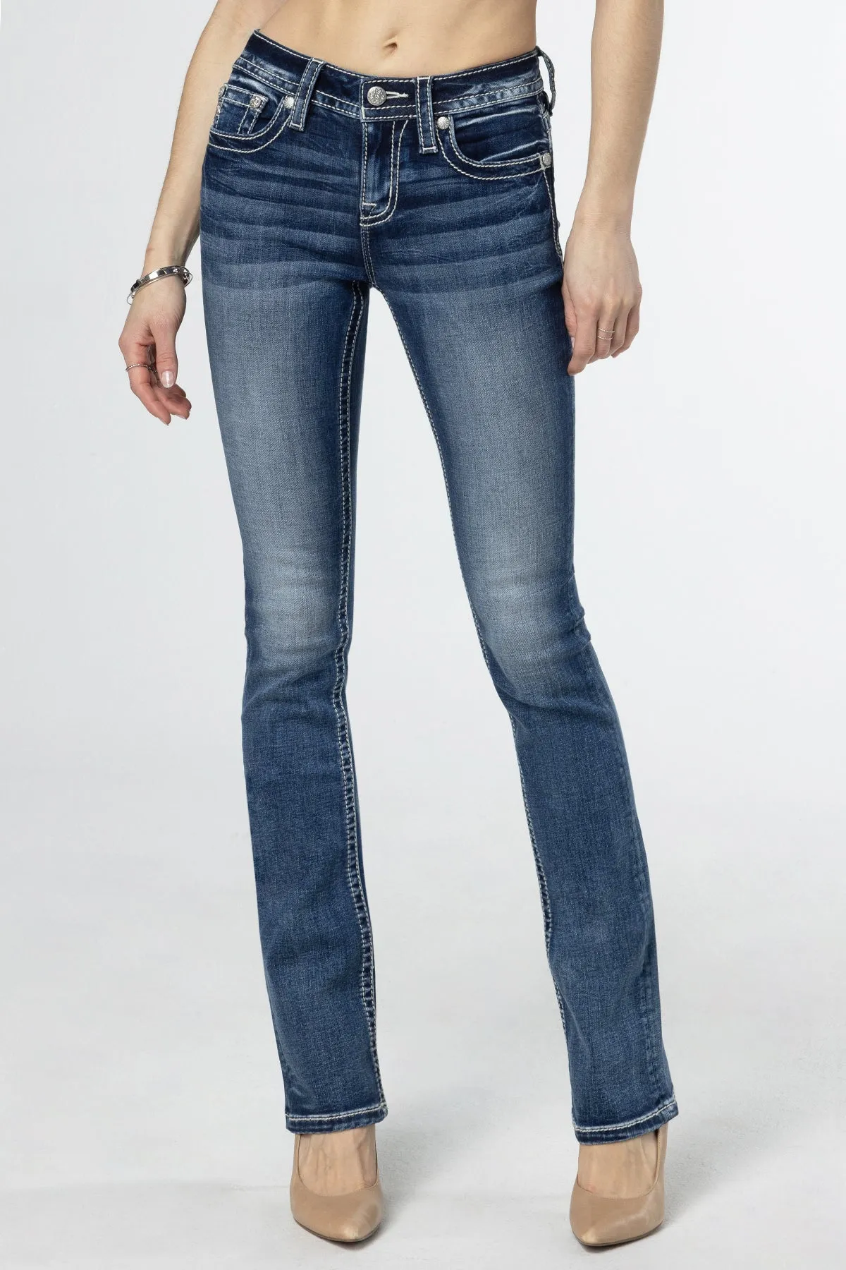 Floral Feathers Bootcut Jeans