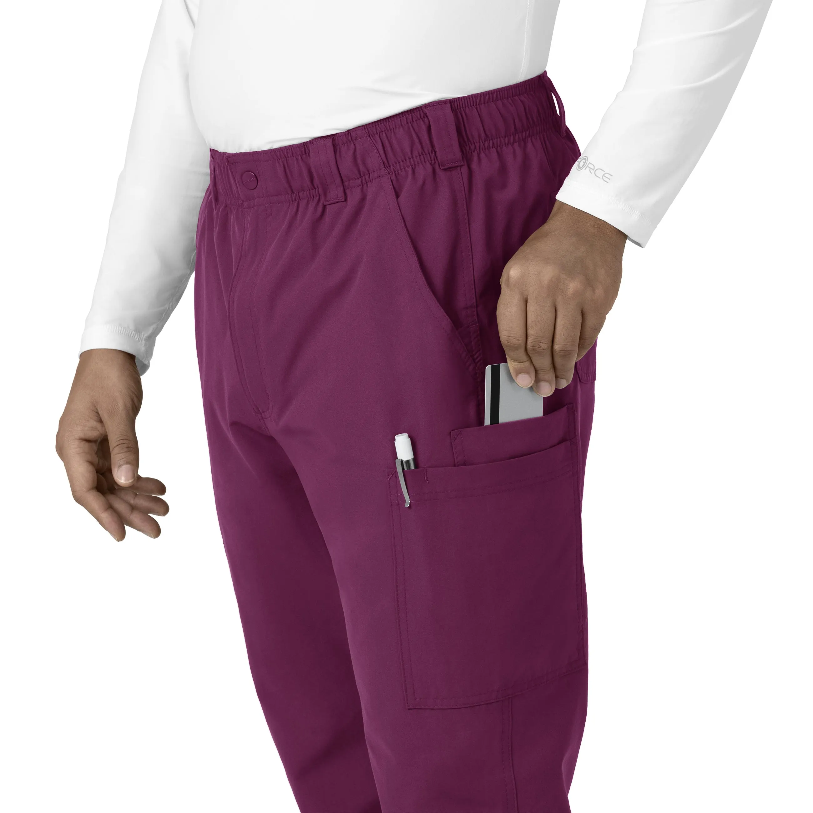 Force Essentials C56113 Men's Straight Leg Cargo Scrub Pants Wine