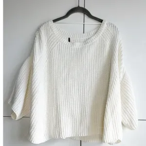 Free People Chunky Knit Sweater Cream Ivory White Boxy Oversized Small Boho
