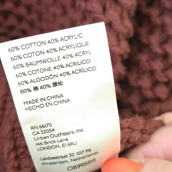 Free People My Only Sunshine Cowl Neck Sweater Chunky Knit Maroon Size M