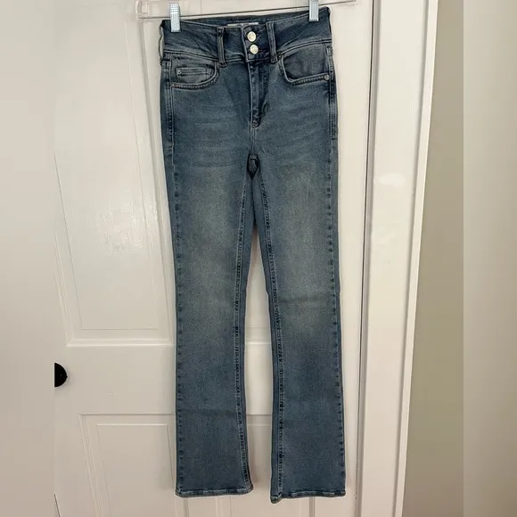 Free People We the Free Shayla Boot Cut Denim Blue Jeans Size 25 Western Rodeo