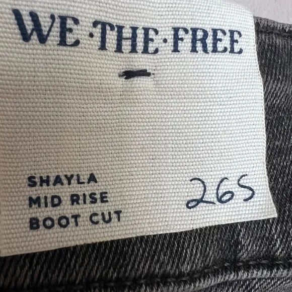 Free People We the Free Shayla Women's Jeans Black Mid Rise Boot Cut Size 26S