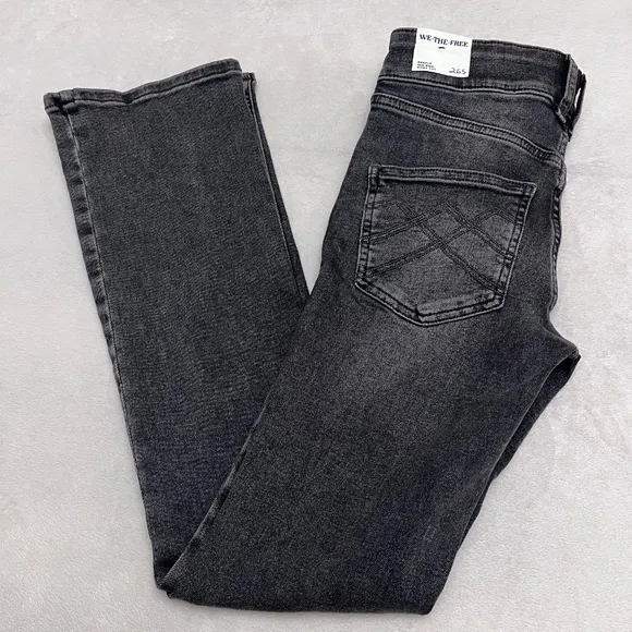 Free People We the Free Shayla Women's Jeans Black Mid Rise Boot Cut Size 26S