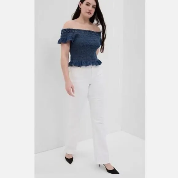 GAP Mid Rise Y2k Baby Boot Jeans Size 33/16 SHORT Optic White RETAIL $80