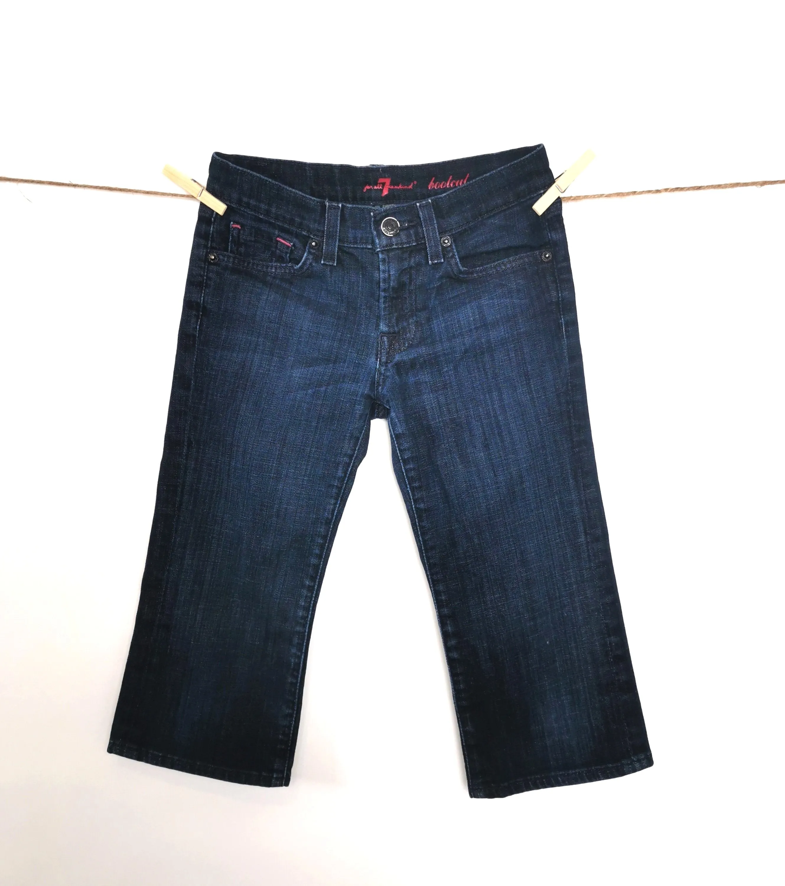 GIRL SIZE 10 YEARS - 7 FOR ALL MANKIND, Bootcut, Cropped Jean Shorts EUC B51