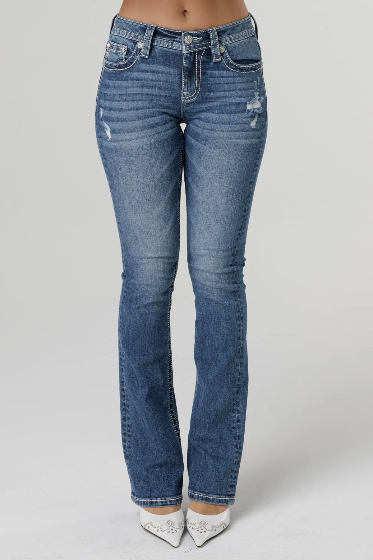 Glistening Cross Bootcut Jeans
