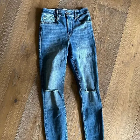 Good American Good Legs Distressed Ankle Skinny Jeans in Blue785 size 2/26