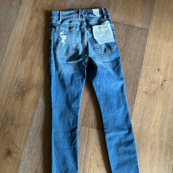 Good American Good Legs Distressed Ankle Skinny Jeans in Blue785 size 2/26
