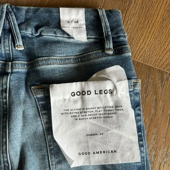 Good American Good Legs Distressed Ankle Skinny Jeans in Blue785 size 2/26