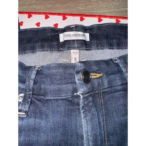 Good American Skinny Jeans Ripped Knee Dark Wash Denim Stretch Women's 6/30