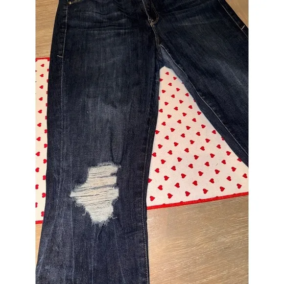 Good American Skinny Jeans Ripped Knee Dark Wash Denim Stretch Women's 6/30