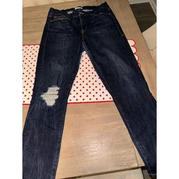 Good American Skinny Jeans Ripped Knee Dark Wash Denim Stretch Women's 6/30