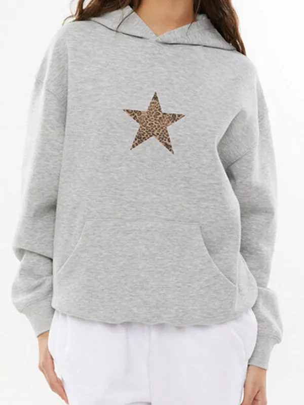 Grauer Y2k Sternprint Oversized Hoodie
