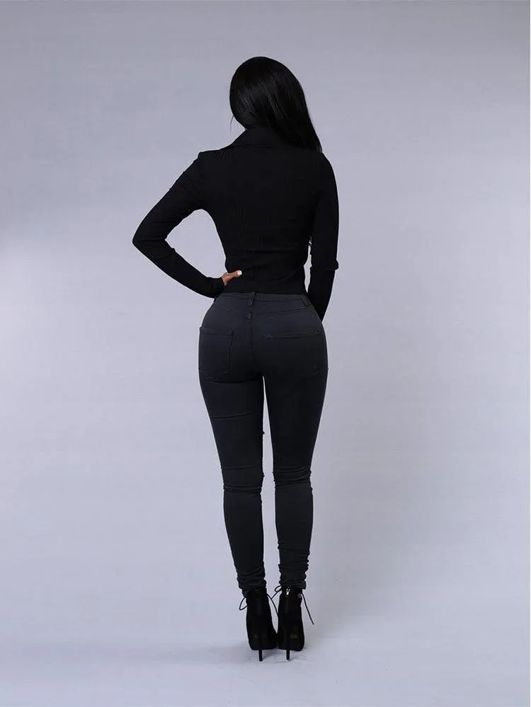 Hot ripped jeans for women sexy skinny pencil pants