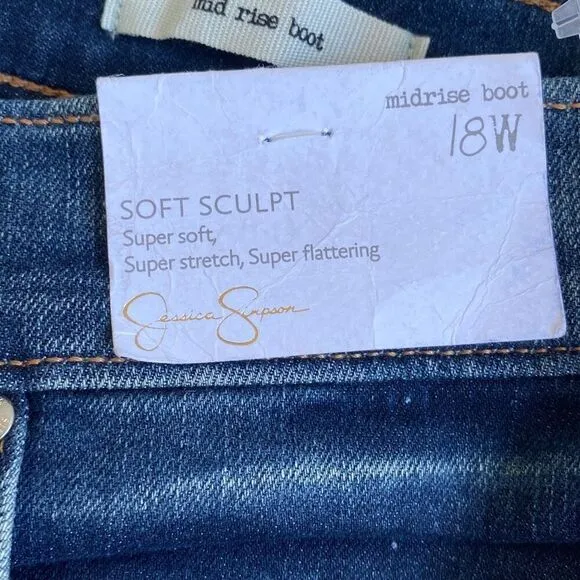 Jessica Simpson NWT Midrise Bootcut Jeans Ventura Blue Medium Wash 16W 18W XL