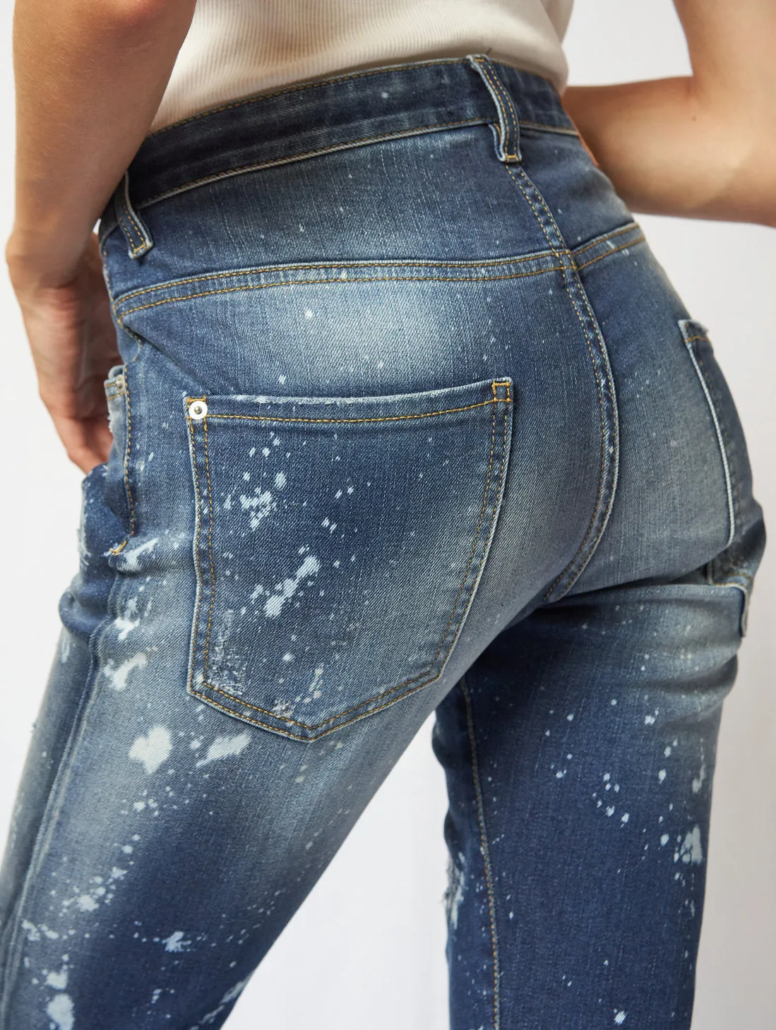JOAN SKINNY JEANS IN DESTROYED BLUE- Woman