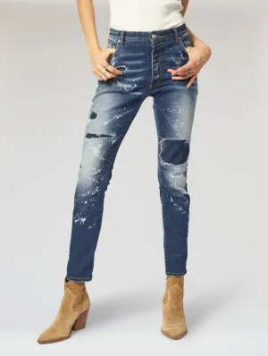 JOAN SKINNY JEANS IN DESTROYED BLUE- Woman