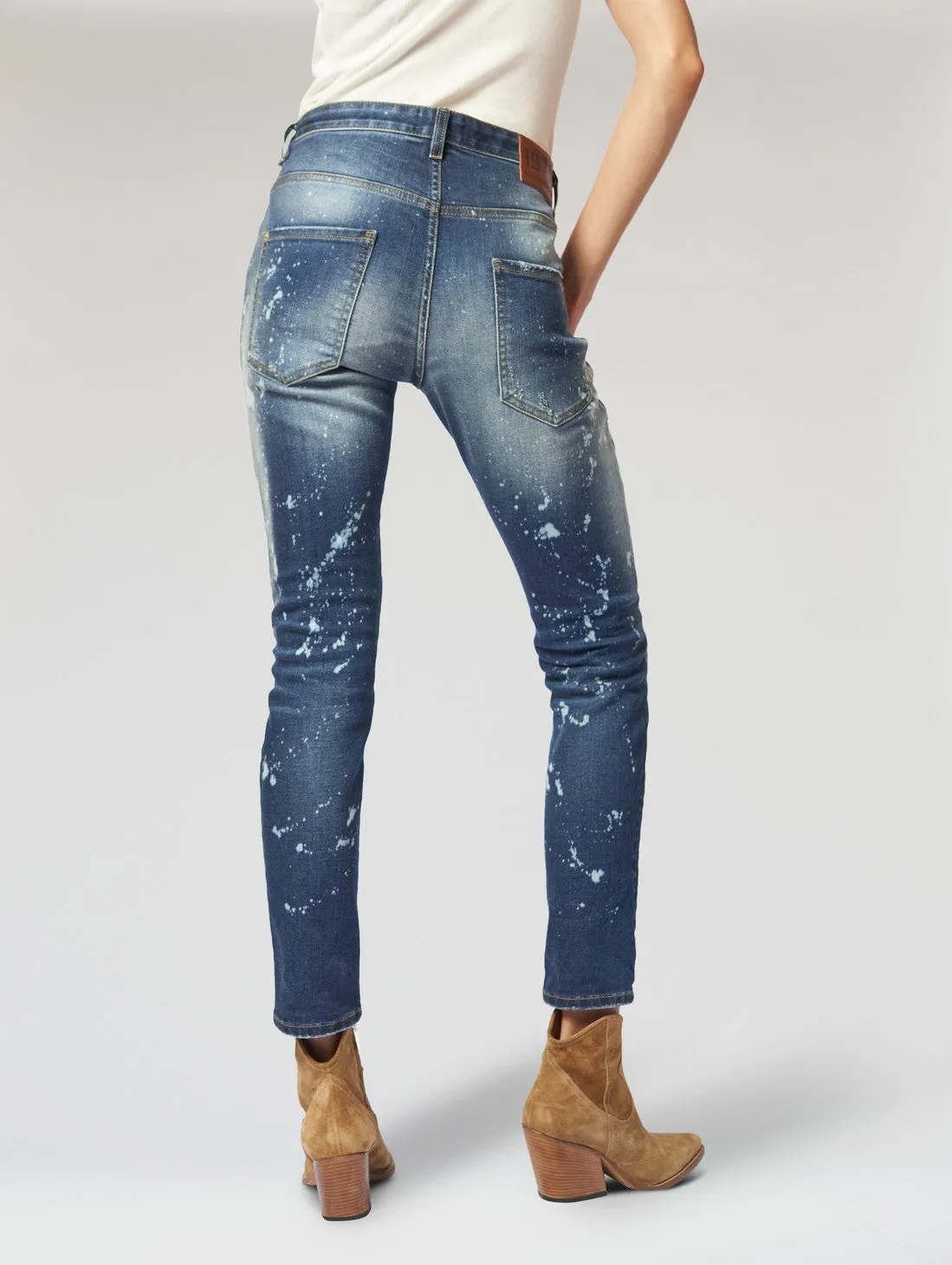 JOAN SKINNY JEANS IN DESTROYED BLUE- Woman