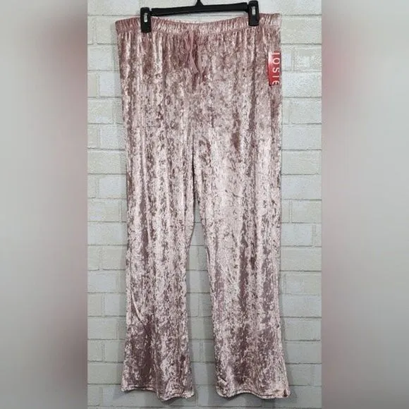 JOSIE by Natori Crushed Velvet Tank Pajama Set Women's Size Large 2 Pc Set Pink