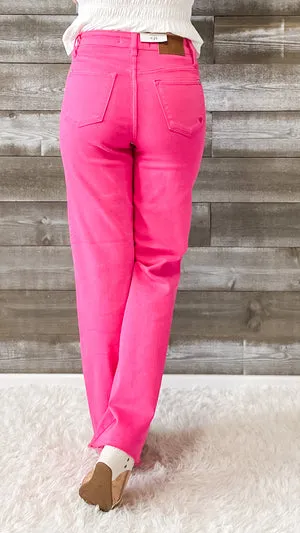 Judy Blue Hot Pink High Waist 90s Straight Leg Jeans