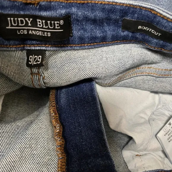 JUDY BLUE Jeans Bootcut High-Rise Raw Hem Frayed Bl Denim Stretch JB88604 Sz9/29