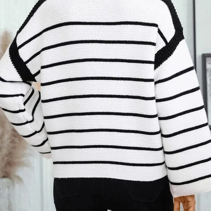 Karsyn Black and White Striped Sweater