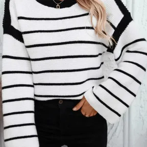 Karsyn Black and White Striped Sweater