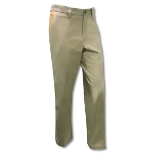 Kevin's Khaki Stretch Poplin Pants with Faux Suede Trim