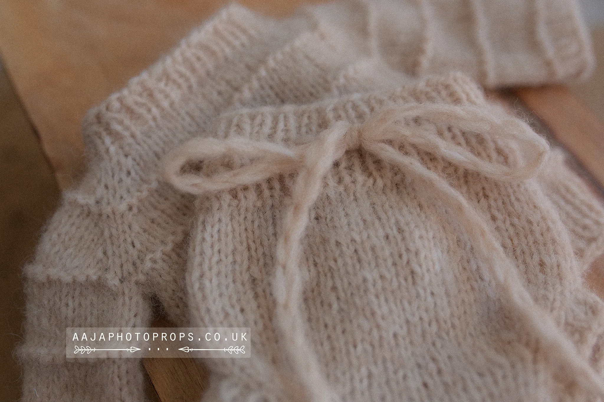 Knitted Baby newborn sweater and bloomers, beige, made to order