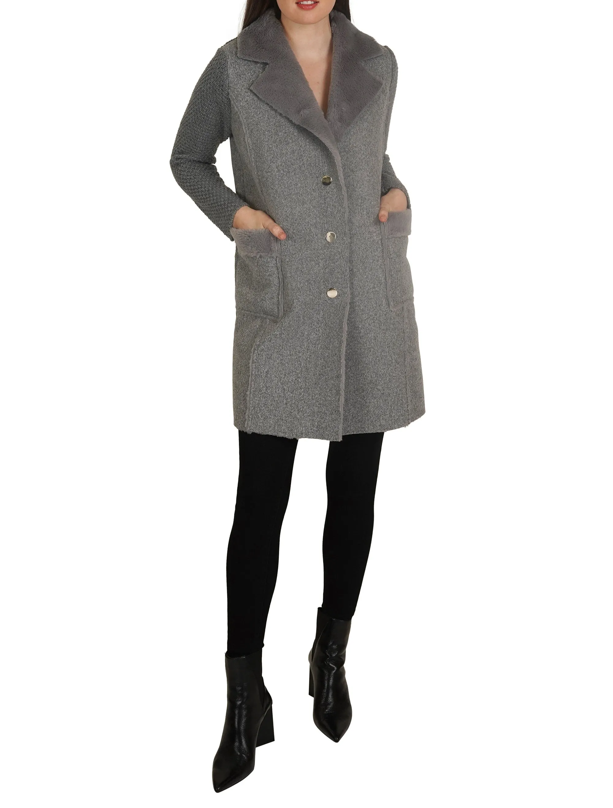 Knitted Back Faux Fur Cardigan