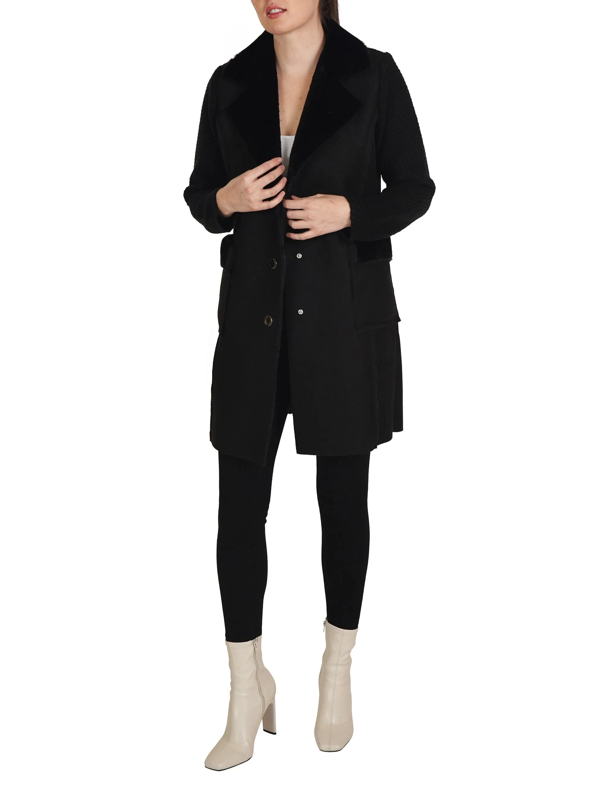 Knitted Back Faux Fur Cardigan