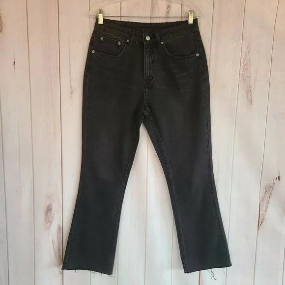 Ksubi Antom High Rise Crop Raw Hem Black Jeans Size 29‎