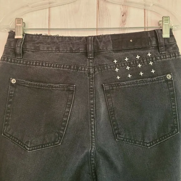 Ksubi Antom High Rise Crop Raw Hem Black Jeans Size 29‎