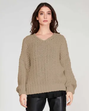 Lace Knit V-Neck Sweater
