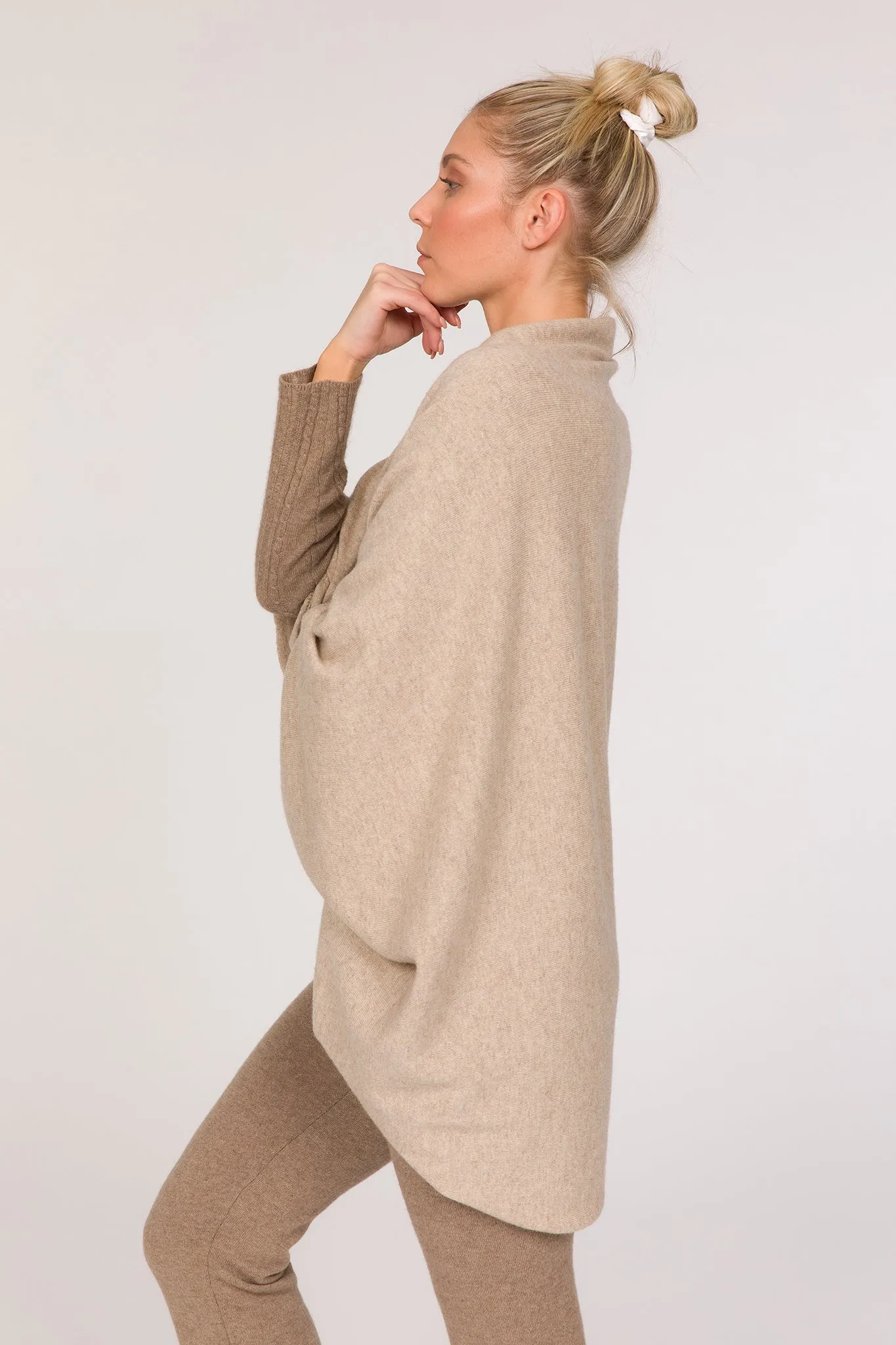Lama Eco-Cashmere Knitted Cardigan - Light Beige