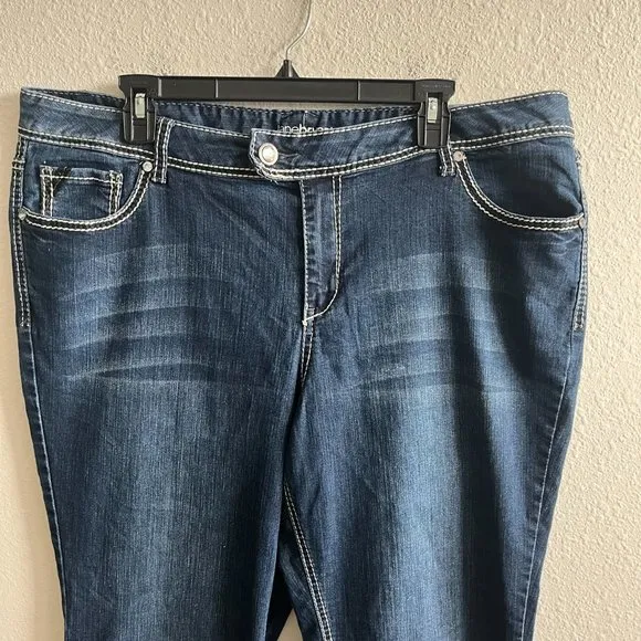 Lane Bryant Women's Dark Wash Stitch Boot Cut Jeans Size 20 Style 015001-12