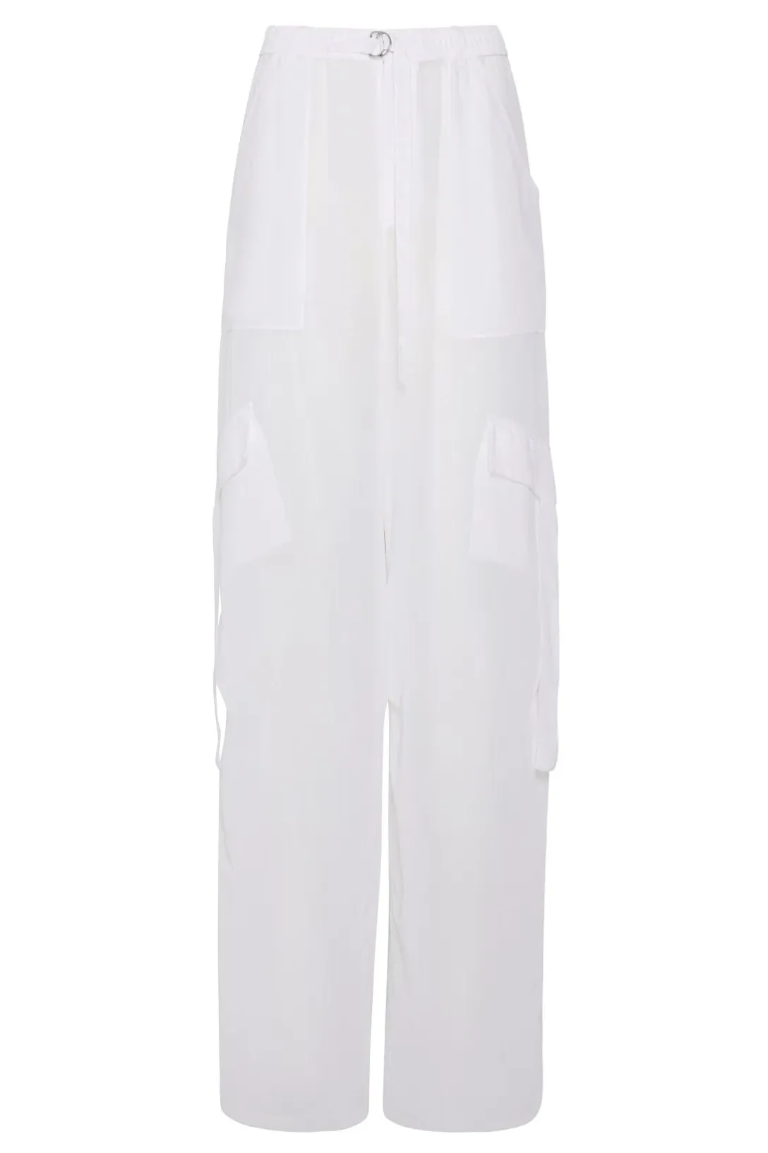 Lightweight Georgette Utility Pocket Pant | White