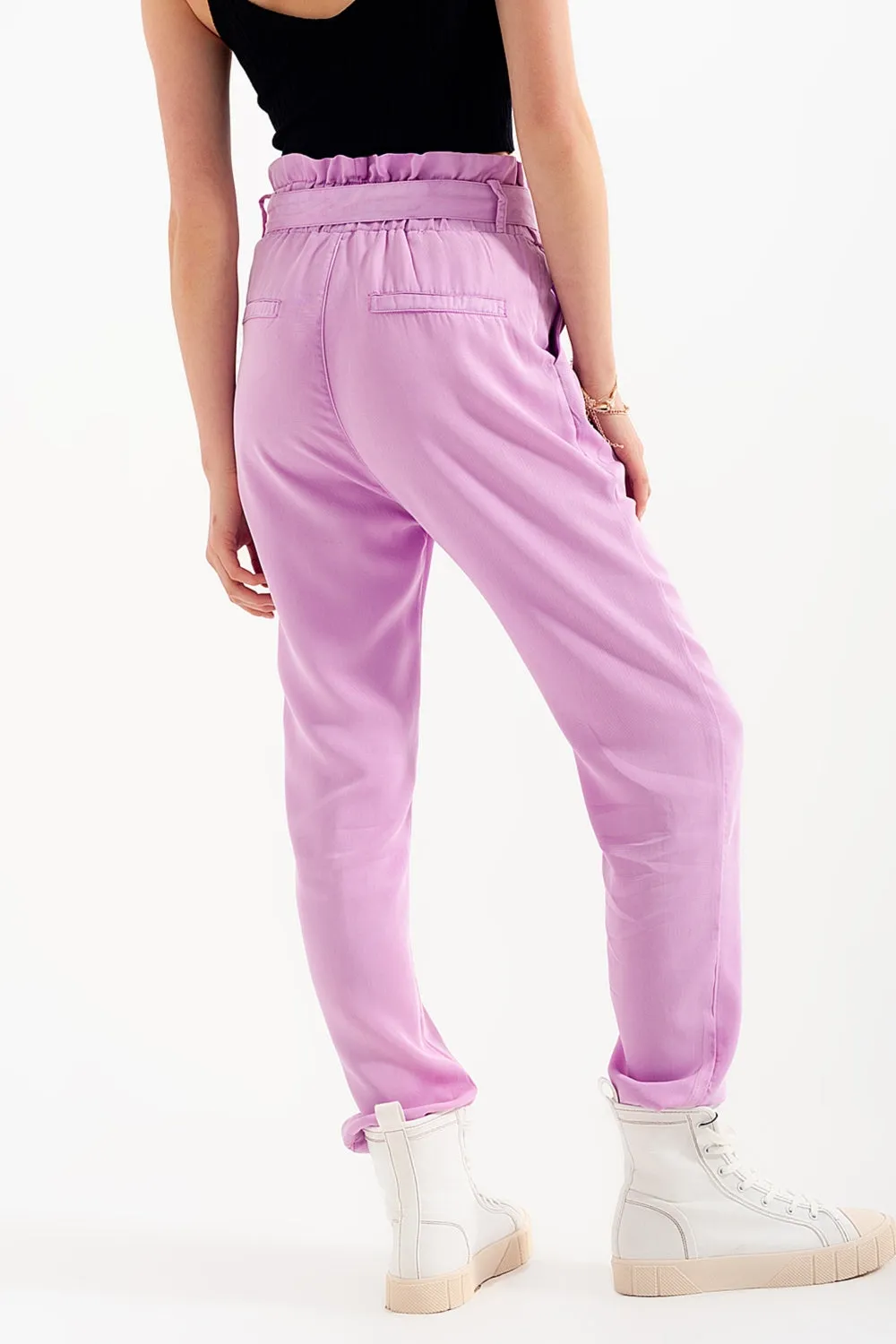 Lightweight Pants with tie waist in purple