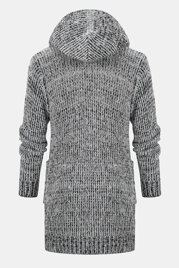 Long Line Knitted Hooded Cardigan