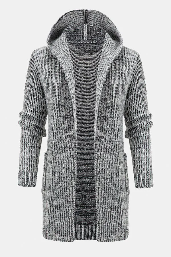 Long Line Knitted Hooded Cardigan