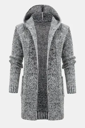 Long Line Knitted Hooded Cardigan