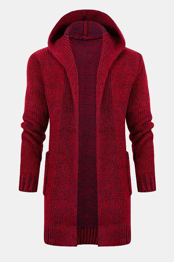 Long Line Knitted Hooded Cardigan