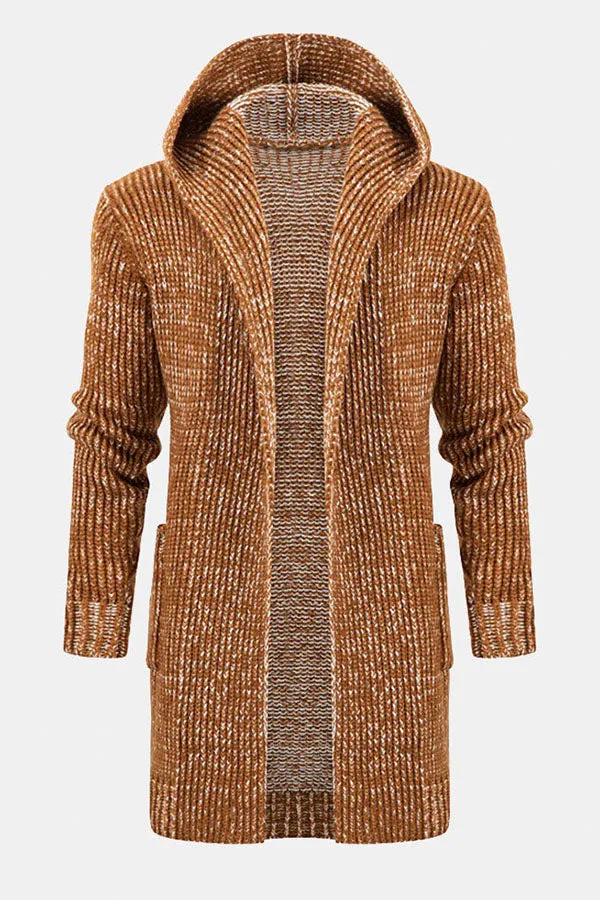 Long Line Knitted Hooded Cardigan