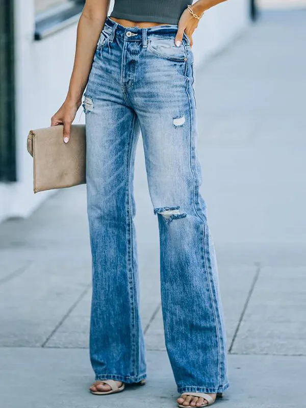 Look thin have holes in temperament Ripped Jeans