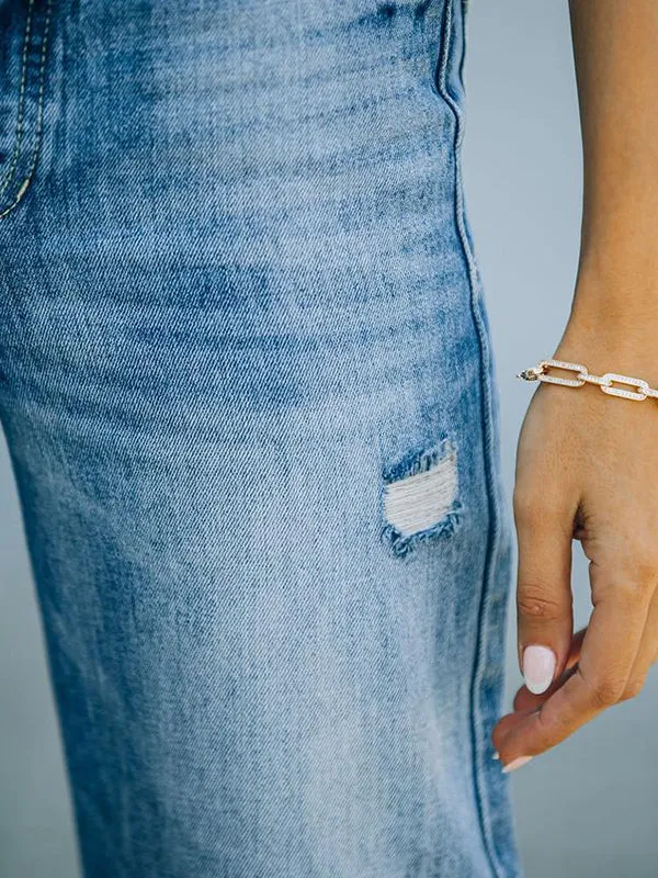 Look thin have holes in temperament Ripped Jeans