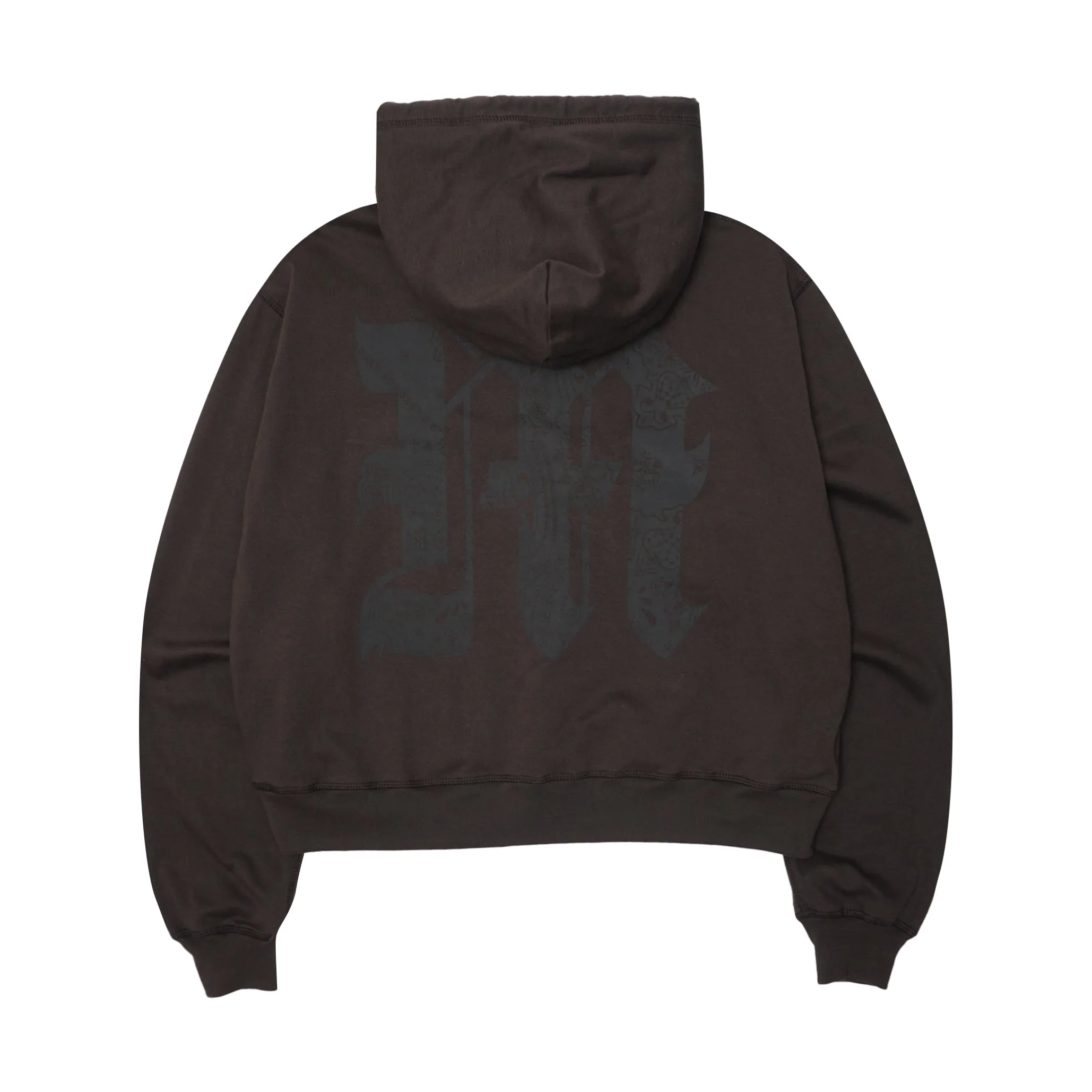 M'$ PAISLEY PATCHWORK MILITIA HOODIE IN CHARCOAL GREY