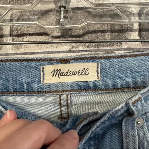 Madewell the perfect vintage straight jean light wash ripped knees jeans