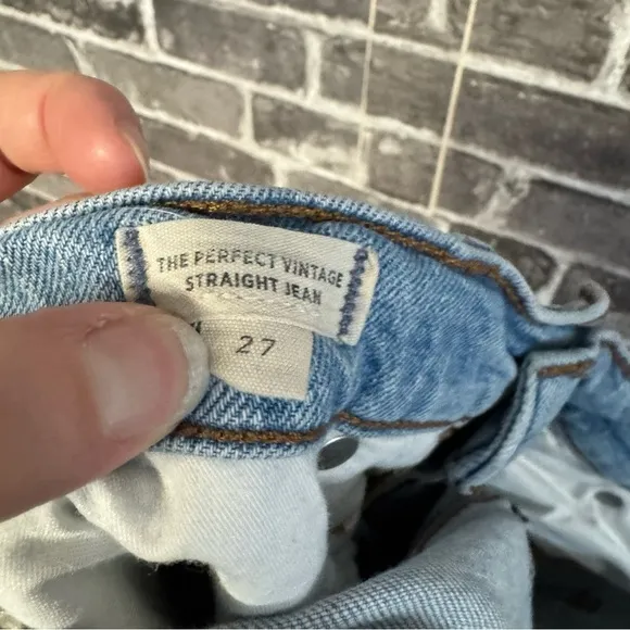 Madewell the perfect vintage straight jean light wash ripped knees jeans