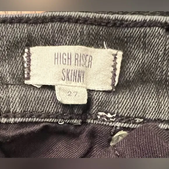 Madewell Women's‎ High Riser Ripped Skinny Jeans in Black Sea Raw Hem Size 27