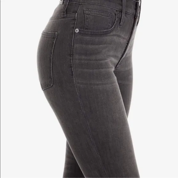 Madewell Women's‎ High Riser Ripped Skinny Jeans in Black Sea Raw Hem Size 27